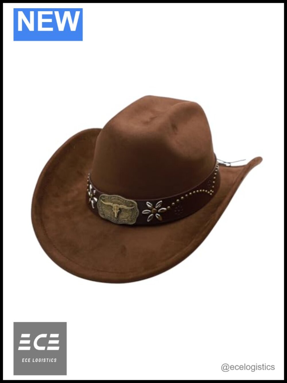 Wide Brim Felt Fedora Cowboy Hat with Buckle Belt Adjustable